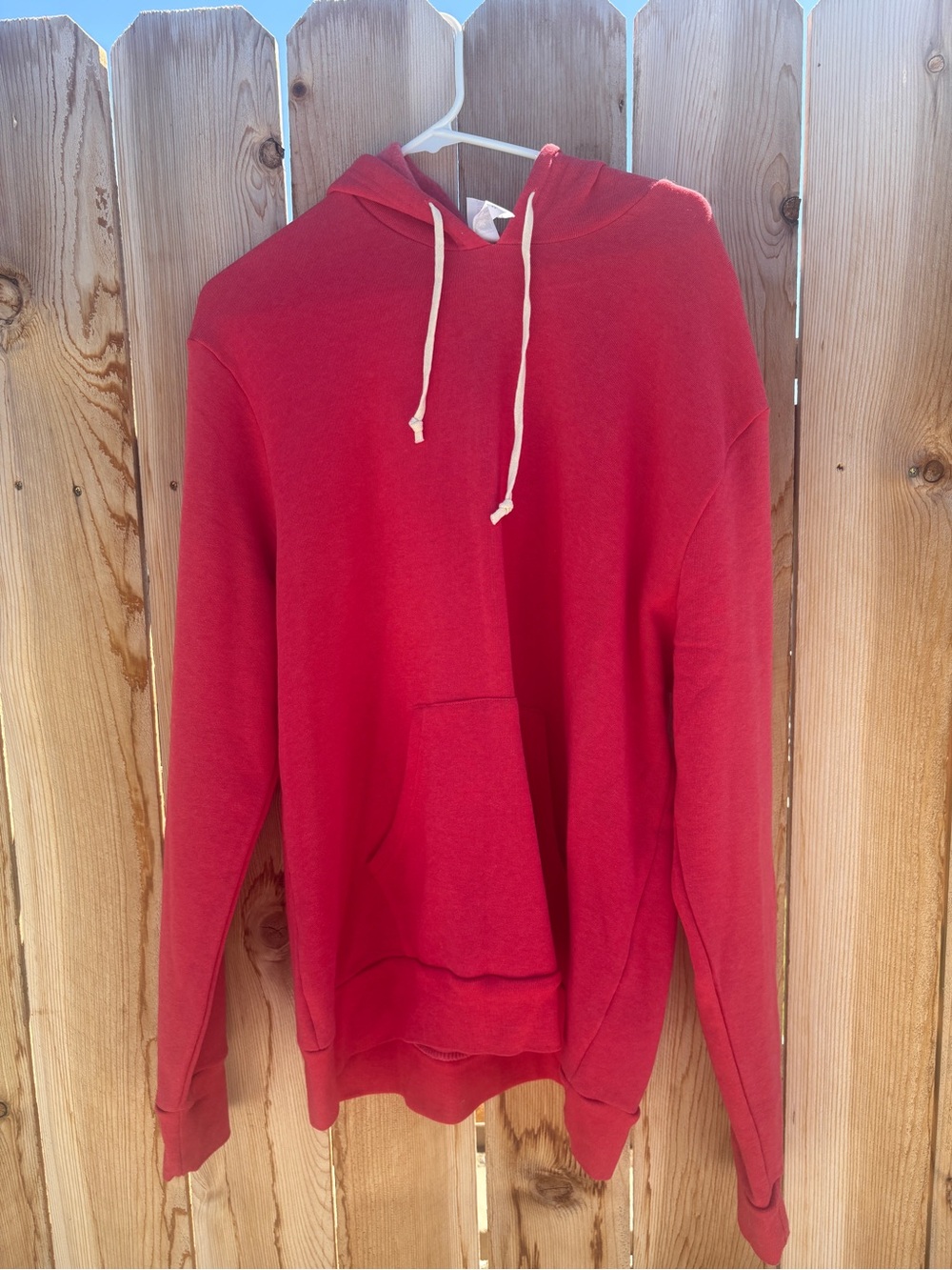 Alternative Apparel Red Men's Pullover Hoodie with Contrast Drawcords